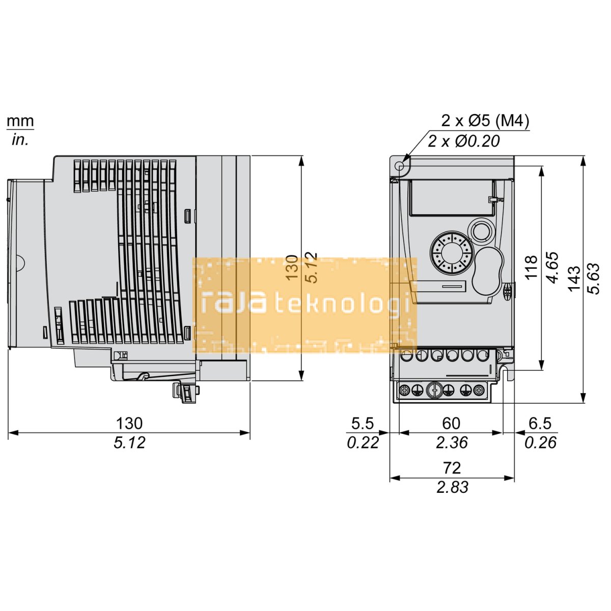 ATV310H037N4E - Variable speed drive ATV310 - 0.37 kW - 0.5 hp - 380...460 V - 3 phase #3