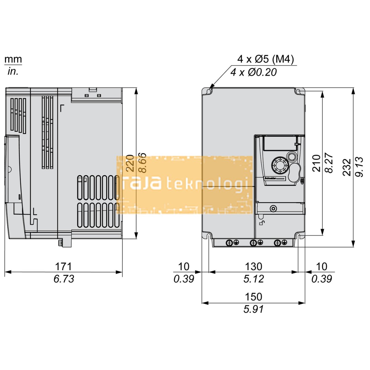 ATV310HD11N4E - Variable speed drive ATV310 - 11 kW - 15 hp - 380...460 V - 3 phase #3