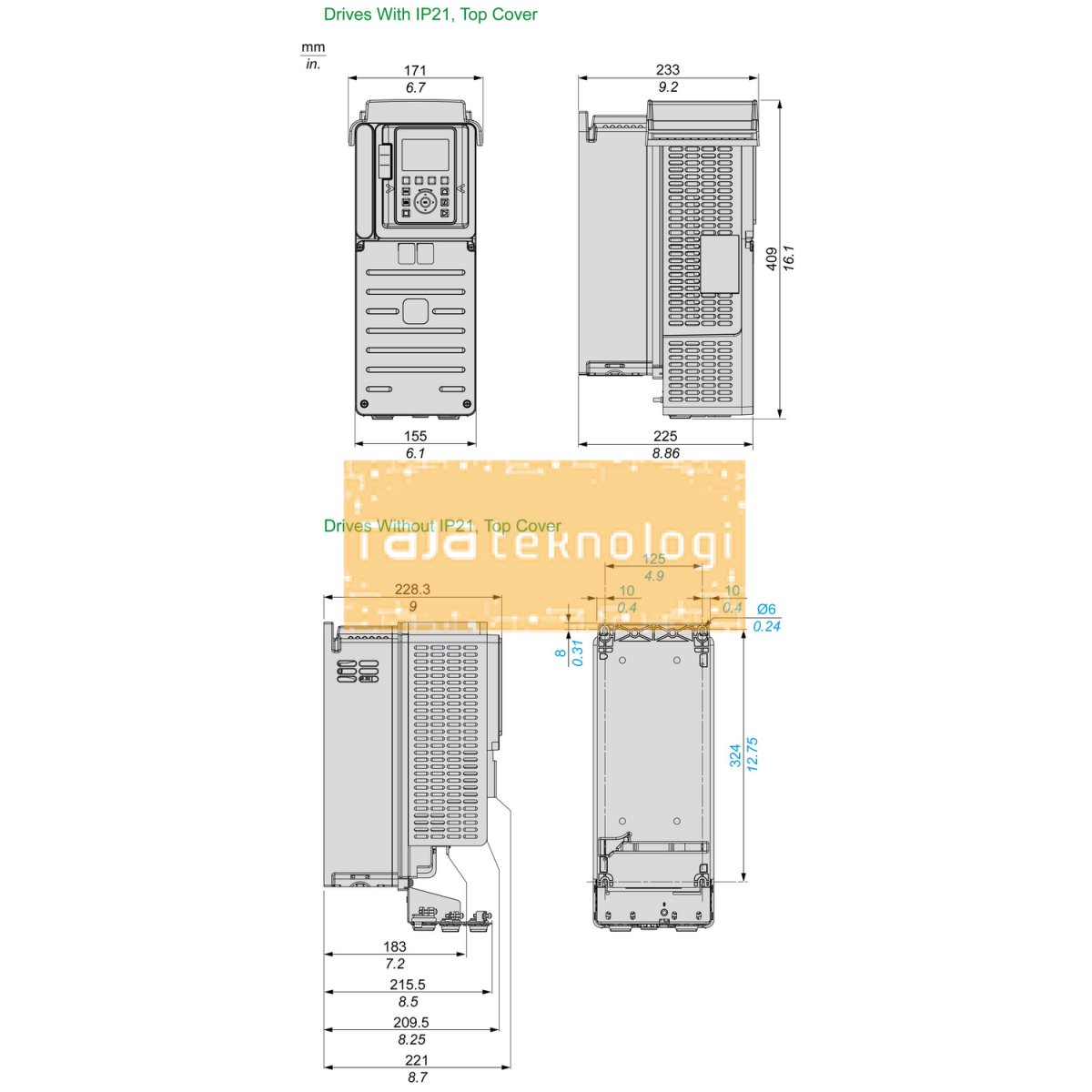 ATV630D11N4 - Variable speed drive ATV630 - 11kW/15HP - 380...480V - IP21/UL type 1 #2