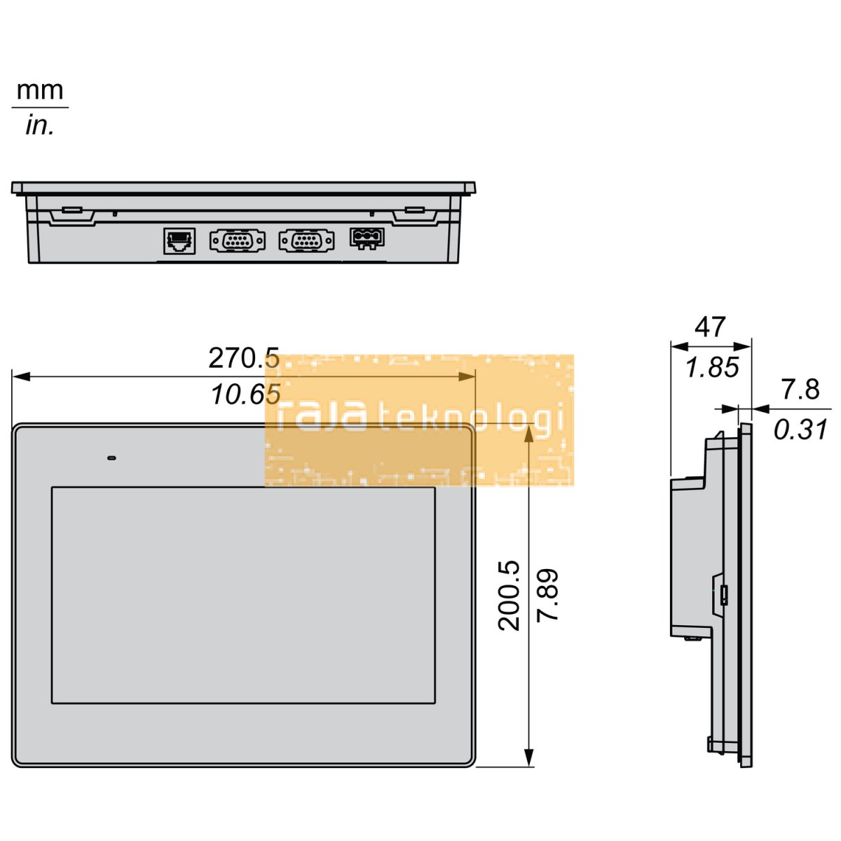 HMIET6501 - 10" wide screen touch panel, Harmony ET6, 16M colors, COM x 2, USB device, RTC, DC24V #2