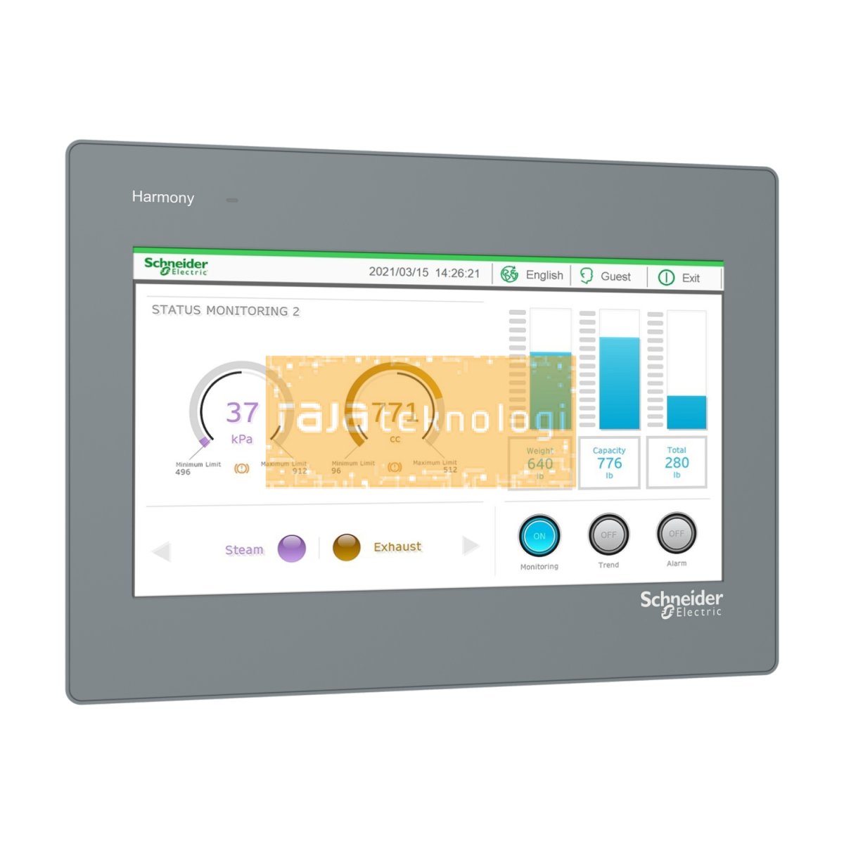 HMIET6501 - 10" wide screen touch panel, Harmony ET6, 16M colors, COM x 2, USB device, RTC, DC24V #3