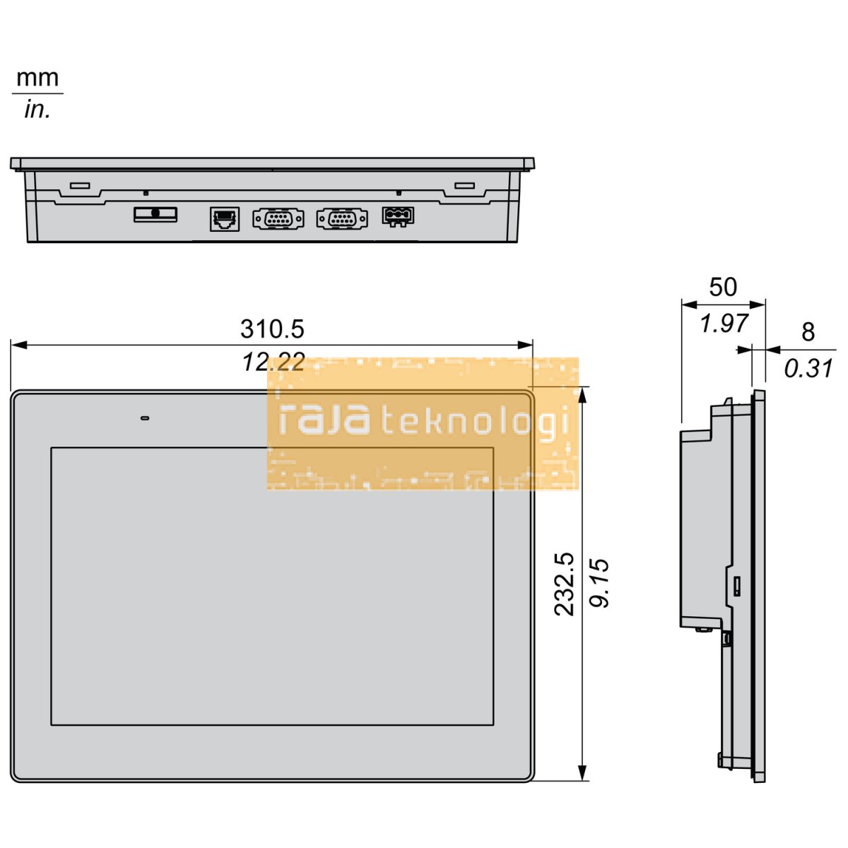 HMIET6600 - 12" wide screen touch panel, Harmony ET6, 16M colors, COM x 2, ETH x 1, USB host / device, RTC, DC24V #2
