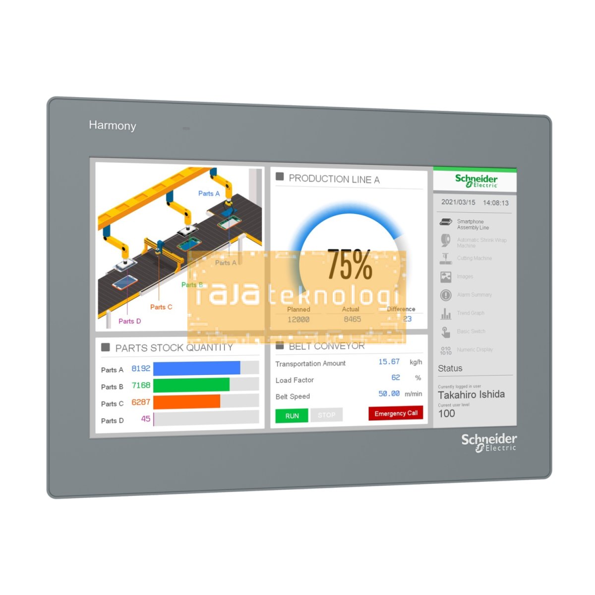 HMIET6600 - 12" wide screen touch panel, Harmony ET6, 16M colors, COM x 2, ETH x 1, USB host / device, RTC, DC24V #3