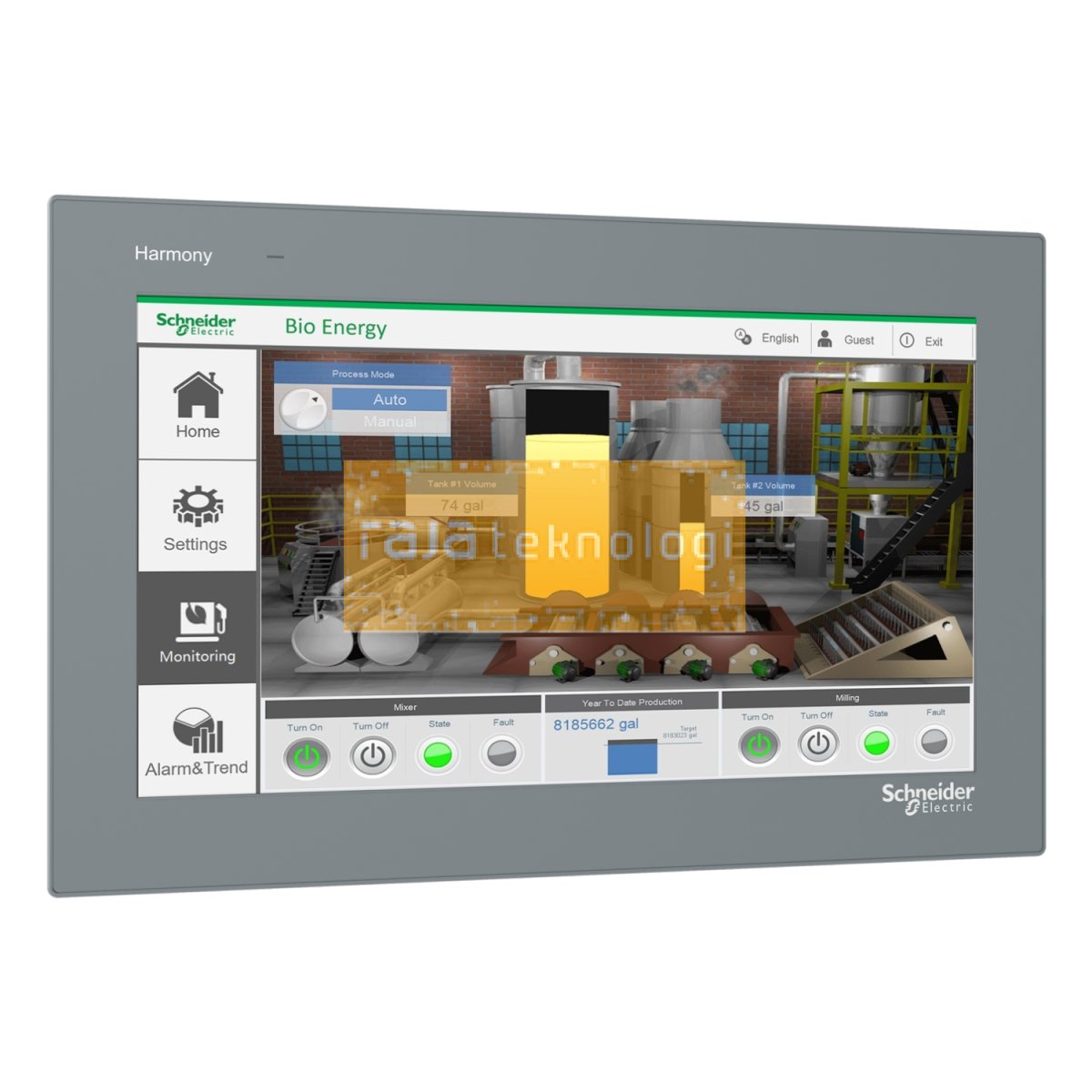 HMIET6700 - 15" wide screen touch panel, Harmony ET6, 16M colors, COM x 2, ETH x 1, USB host / device, RTC, DC24V #3