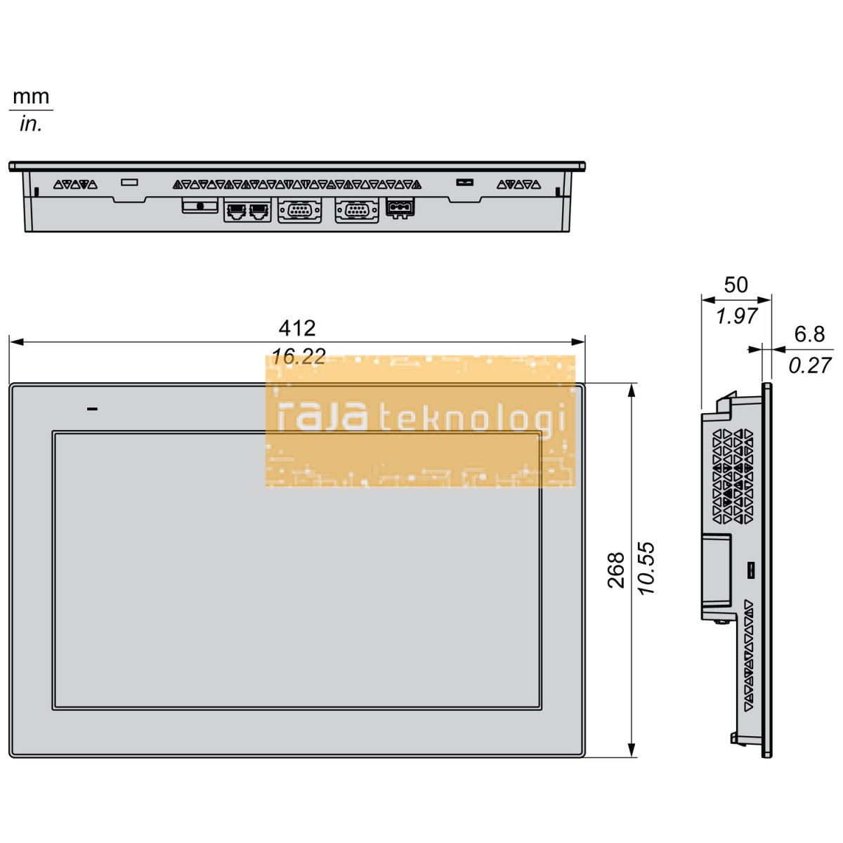 HMIET6700 - 15" wide screen touch panel, Harmony ET6, 16M colors, COM x 2, ETH x 1, USB host / device, RTC, DC24V #2